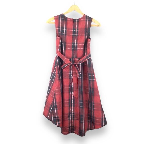 WONDER NATION Red Plaid Metallic Accent Holiday Party Hi/Lo Girls Dress size 16 - Picture 2 of 6